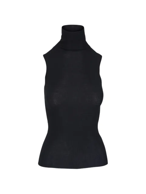 Dorothee Schumacher roll-neck sleeveless knitted top Black 312001999BLK