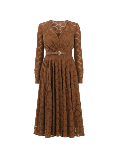 Max Mara lace belted midi dress Brown 2616631011600