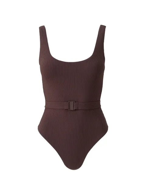 Melissa Odabash ribbed belt swimsuit Brown RIOBROWNRIBBED