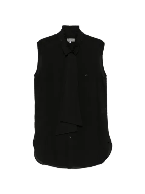 Yohji Yamamoto pussy-bow sleeveless top Black HKB36235