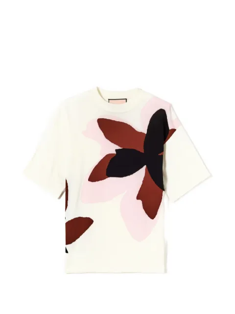 Plan C flower intarsia T-shirt Neutrals MGCME08GJBFC001