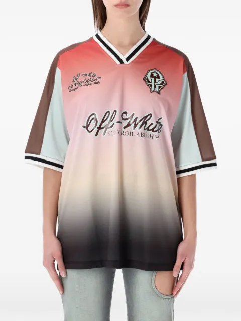 Off-White Soccer V-neck T-shirt Pink OWAA13JS26JER0013C10