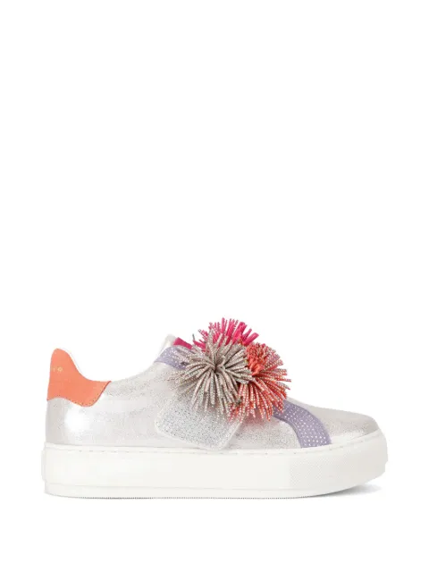 Kurt Geiger London Laney Pom Pom leather sneakers Silver 5374099189