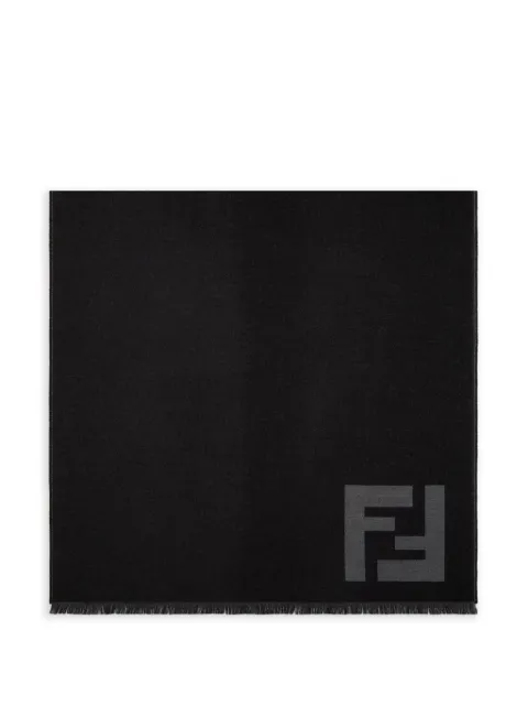 FENDI logo-detail fringed scarf Black FXS407AWTZ