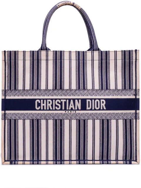 Christian Dior Pre-Owned 2018 Large Canvas Striped Book tote bag Blue F6654YICAKJRNJM8