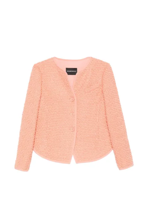 Emporio Armani trim-detail tweed jacket Pink EW003299AF20486