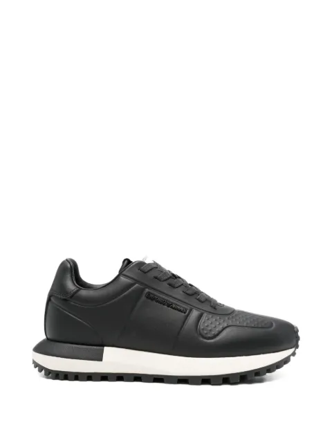 Emporio Armani logo-plaque leather sneakers Black EM003740AF19726MC005