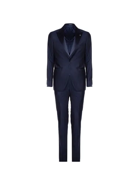 Tagliatore satin lapel tailored suit Blue SFNJ15A01060007