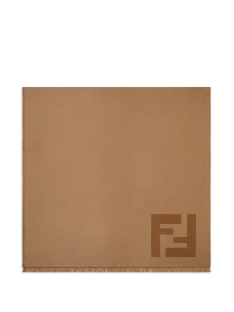 FENDI logo-detail fringed scarf Brown FXS407AWTZ