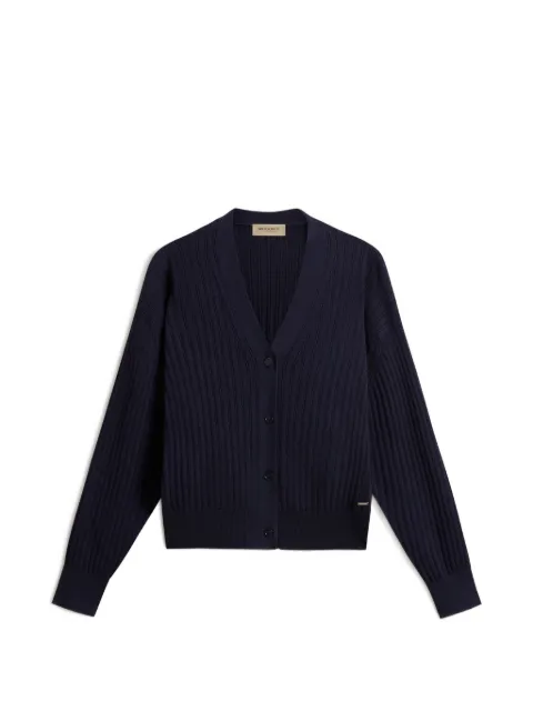 Woolrich V-neck ribbed cardigan Blue CFWWKN2039FRUF5088