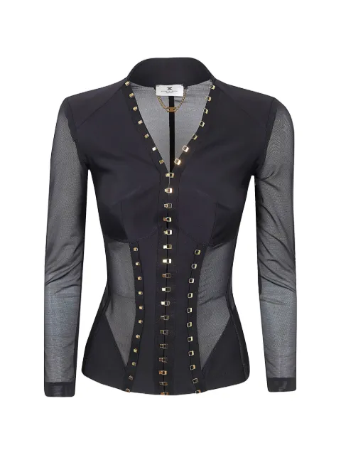 Elisabetta Franchi bustier jacket in bi-elastic and tulle fabrics Black GI16762E2