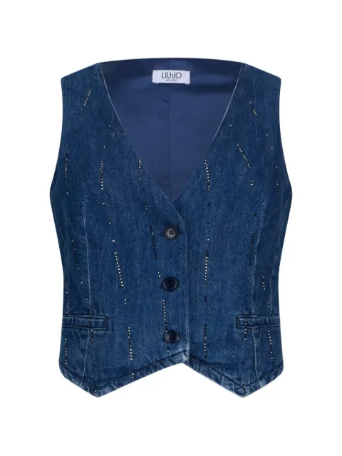 LIU JO rhinestone waistcoat Blue UA6188D0315