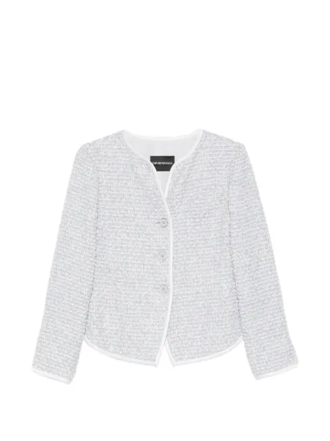 Emporio Armani V-neck tweed jacket Grey EW003299AF20486