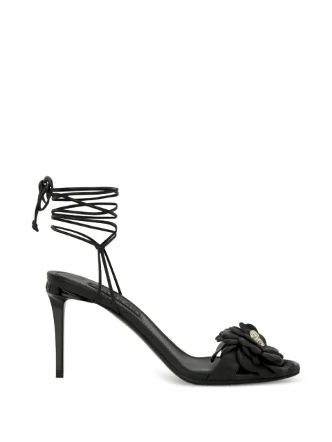 Philipp Plein lace-up high heels sandals flower 9 Black PAFSWSA0776PLE005N