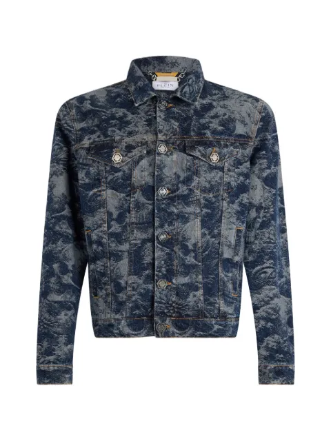 Philipp Plein trucker jacket all-over Skull Blue PAFCMDB0681PDE004N