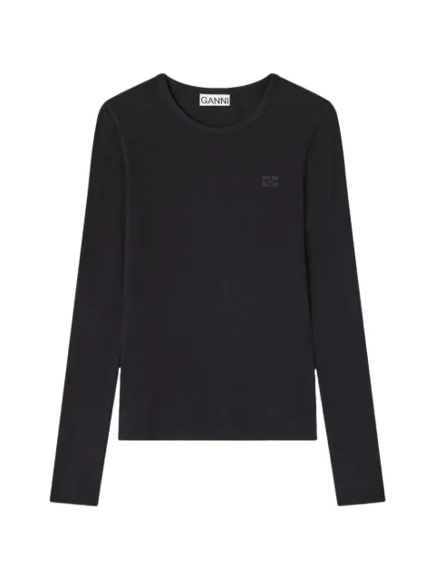 GANNI long-sleeve crew-neck T-shirt Black A1050173