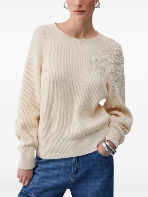 LIU JO jumper with raffia embroidery Neutrals CA6043MS042