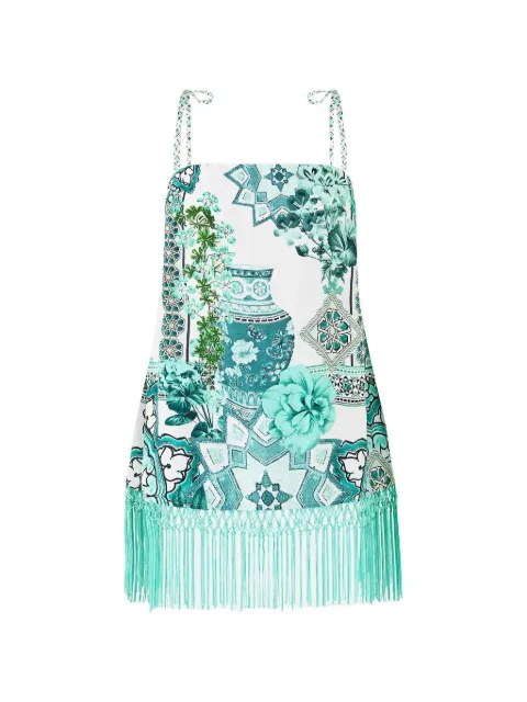 Camilla fringed-hem strappy top White 00039840BALEBEBE