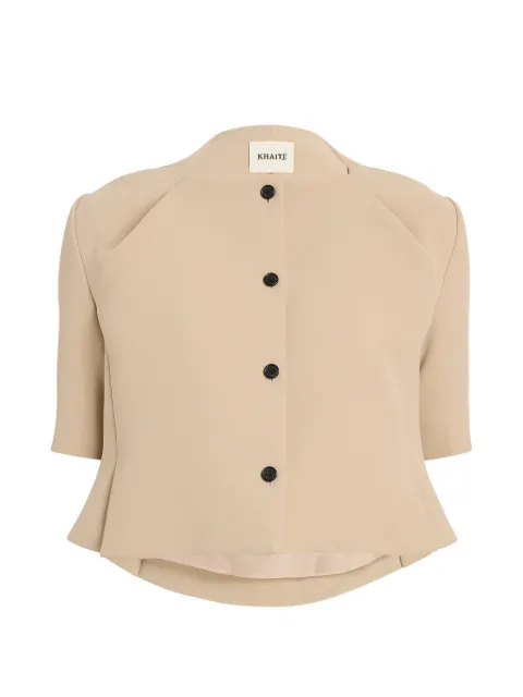 KHAITE Franc button short sleeve jacket Neutrals 24624114459
