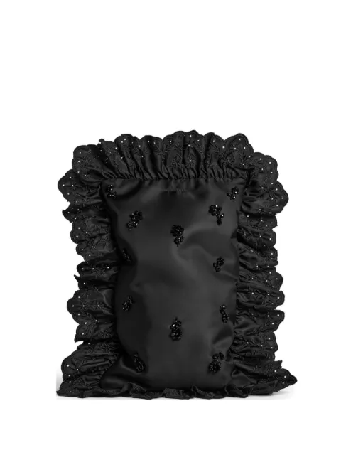 Simone Rocha Pillowcase ruffled clutch bag Black BAG218B