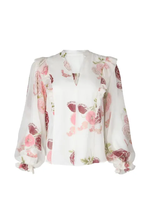 Giambattista Valli ruffled-detail floral-print blouse White 26SSRVTE102030PRIP015
