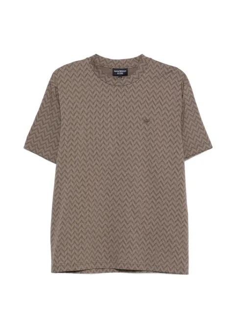 Emporio Armani Icon chevron-pattern cotton T-shirt Brown EM005546AF25181