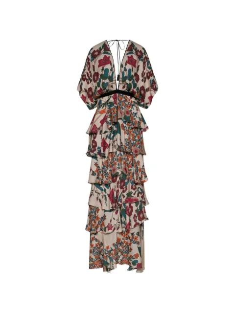 Johanna Ortiz Ancestral floral-pattern maxi dress Neutrals PT03731