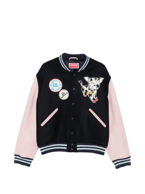 Kenzo badges-embroidered bomber jacket Blue FG55BL1839ON