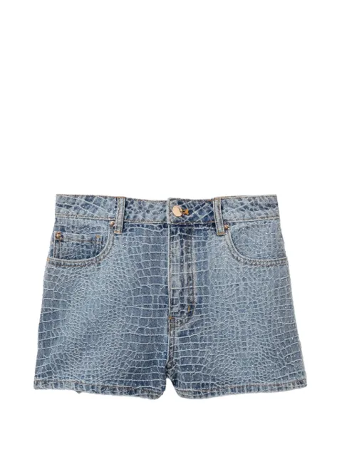 Self-Portrait rhinestone denim shorts Blue SS26804PBBL
