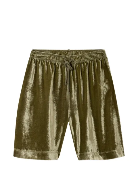 American Vintage Ankaz drawstring-waist velvet-effect shorts Green ANK09BE26