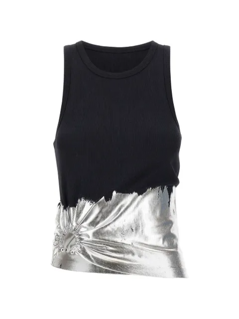 Rabanne foil-finish asymmetric tank top Black 26PJTE015C00530M004