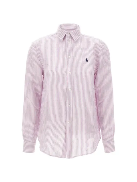 Polo Ralph Lauren striped linen long-sleeve shirt Pink 211A96158006
