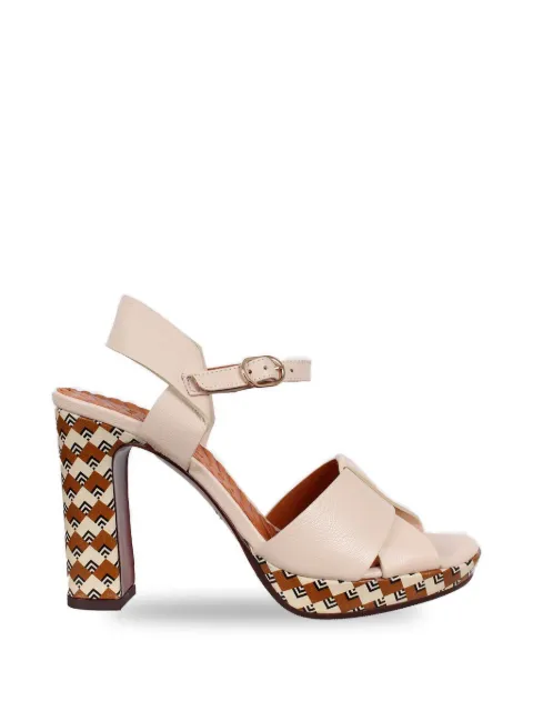 Chie Mihara patterned-heel cross-over sandals Neutrals CELYAL48