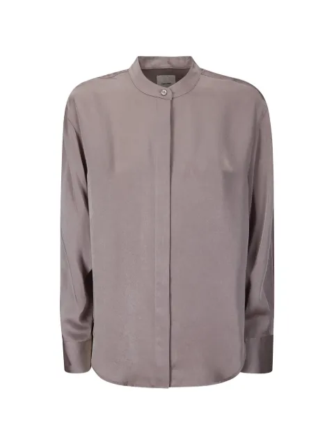 Calvin Klein band-collar satin shirt Grey LV044F103G8WX