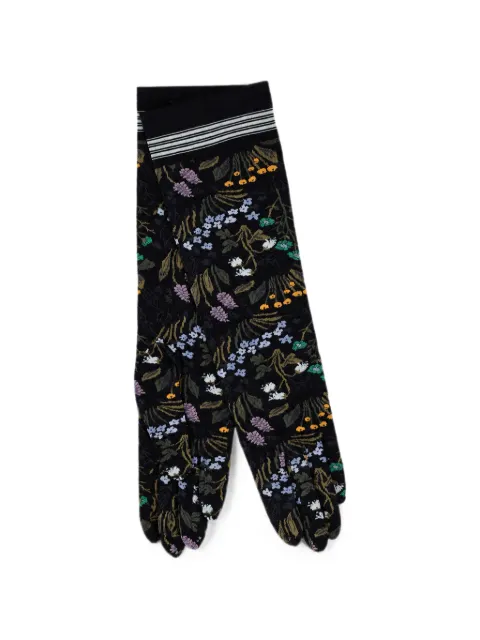 Antipast floral-print knitted gloves Black NG1L754BLACK