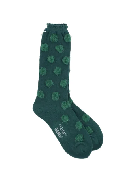 Antipast knitted pompom-details socks Green AS174C