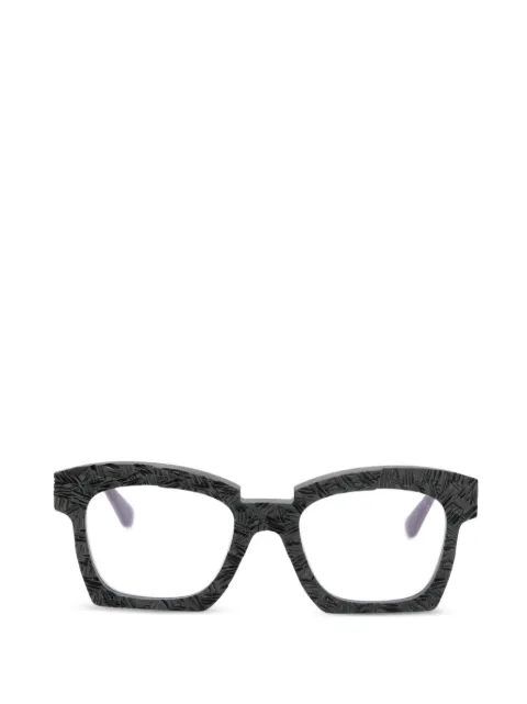 Kuboraum textured geometric-frame glasses Black K5