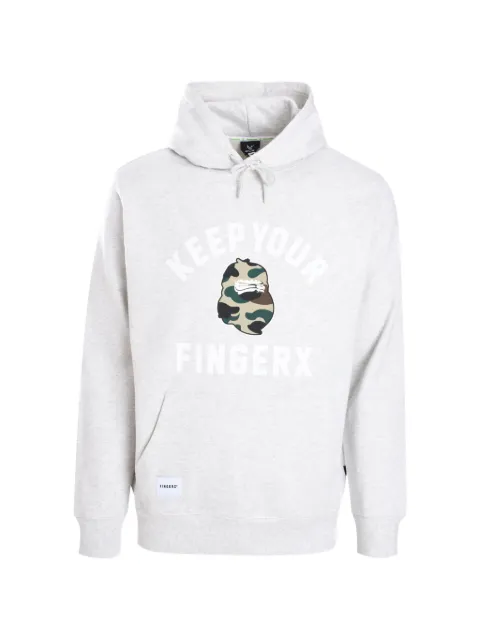 FINGERCROXX logo-print hoodie Grey FFXSWM00773XN