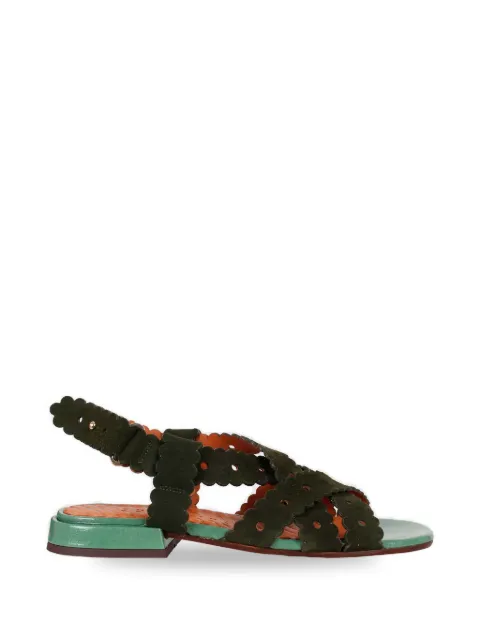Chie Mihara Tyby braided flat suede sandals Green TYBI