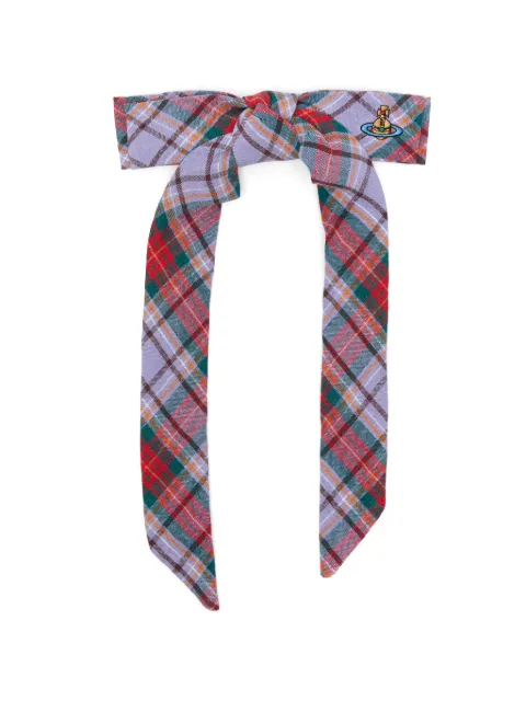Vivienne Westwood tartan-pattern orb-detail hair clip Purple 81020023W01C6