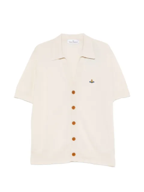 Vivienne Westwood button-fastening logo-embroidered polo cardigan Neutrals 2701001DY003F