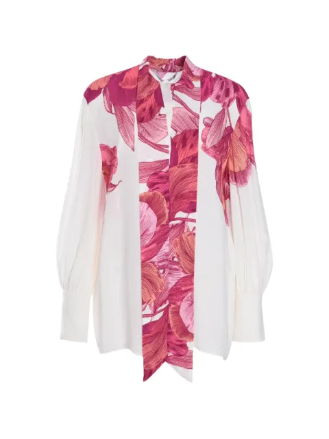 SIMONA CORSELLINI floral-print self-tie blouse White P24CPCA007TCRP0007