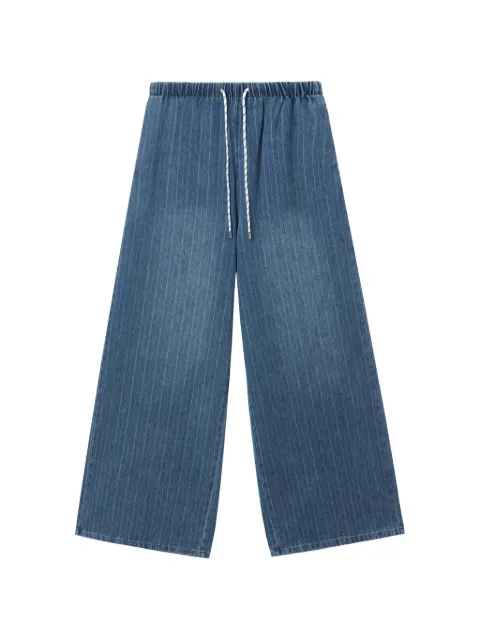 b+ab drawstring-fastening pinstripe trousers Blue M2408