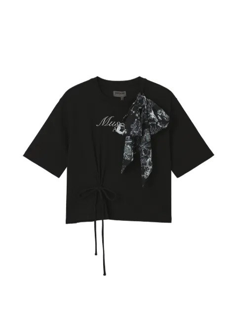 Musium Div. bow-detail T-shirt Black FFXTEM01343X