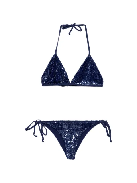 P.A.R.O.S.H. sequin-embellished halterneck bikini Blue D005520GONG26