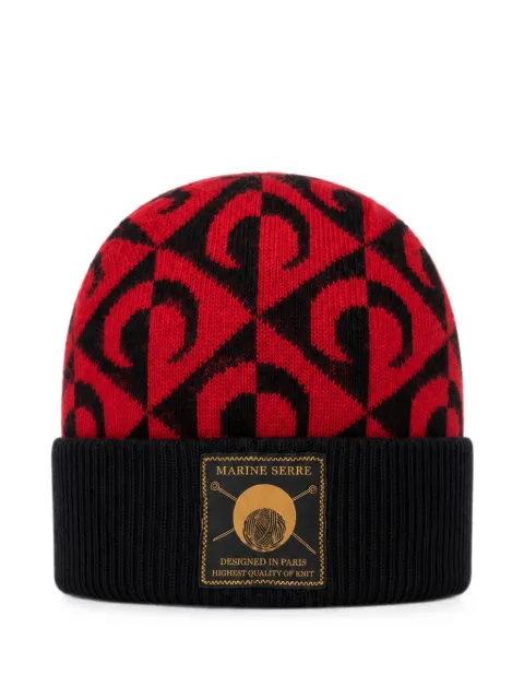 Marine Serre Moon Lozenge beanie hat Black UHG012ACKNI0539