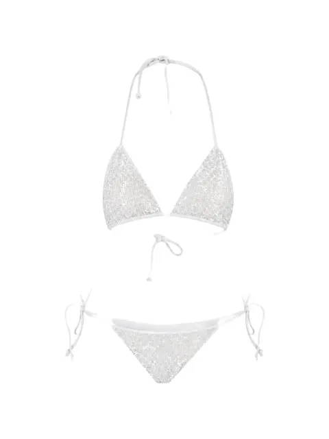 P.A.R.O.S.H. sequin-embellished tie-fastening bikini White GONG26D005520
