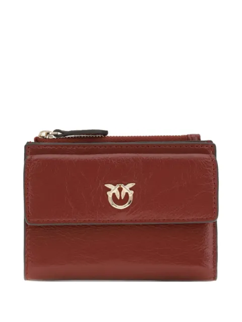 PINKO compact small wallet in shiny leather with logo Brown 103612A315