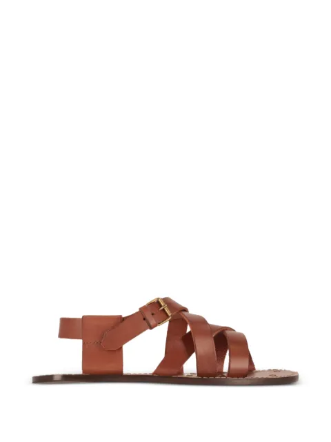 Saint Laurent Cheever buckle-fastening flat sandals Brown 861059DWE00