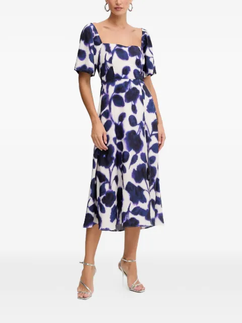 Morgan floral square-neck midi dress White RYAO